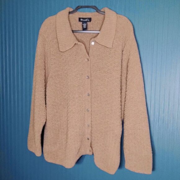 Soft Cozy Casual Daily Women's Cardigan Sweater Size 2X Denim & Co. Light Beige - Picture 1 of 8